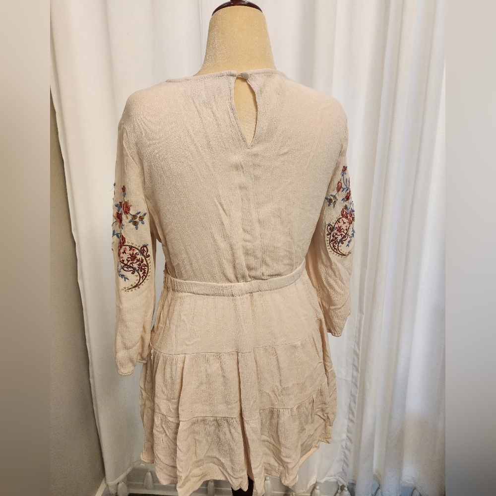 Floral Embroidered Cream Dress - Picture 8 of 13